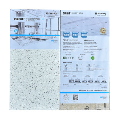 Tablas de techo acústico de lana mineral con recubrimiento en polvo 600x600/600x1200mm para uso comercial
